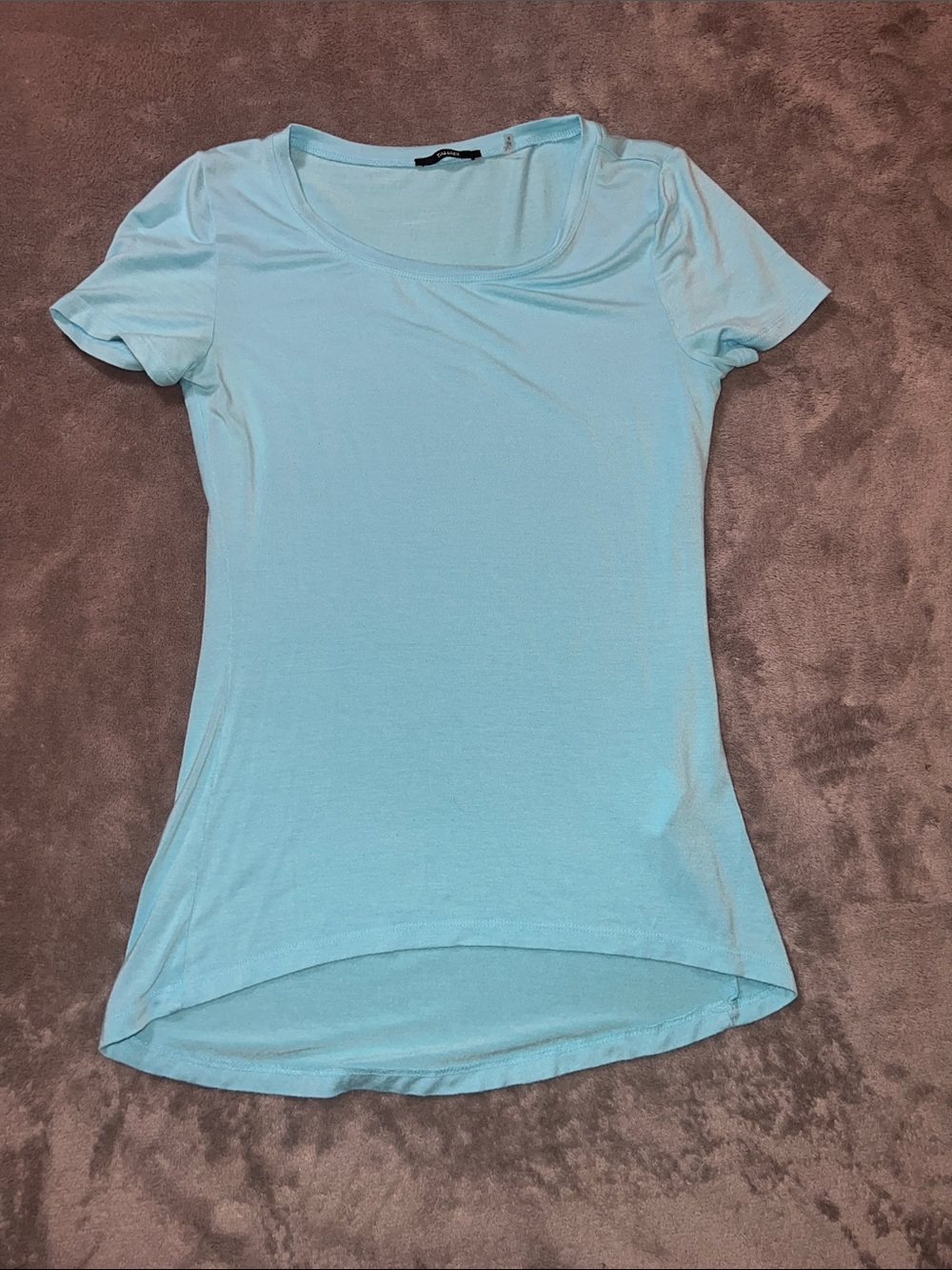Tahari Light Aqua Scoop Neck Short Sleeve Tee